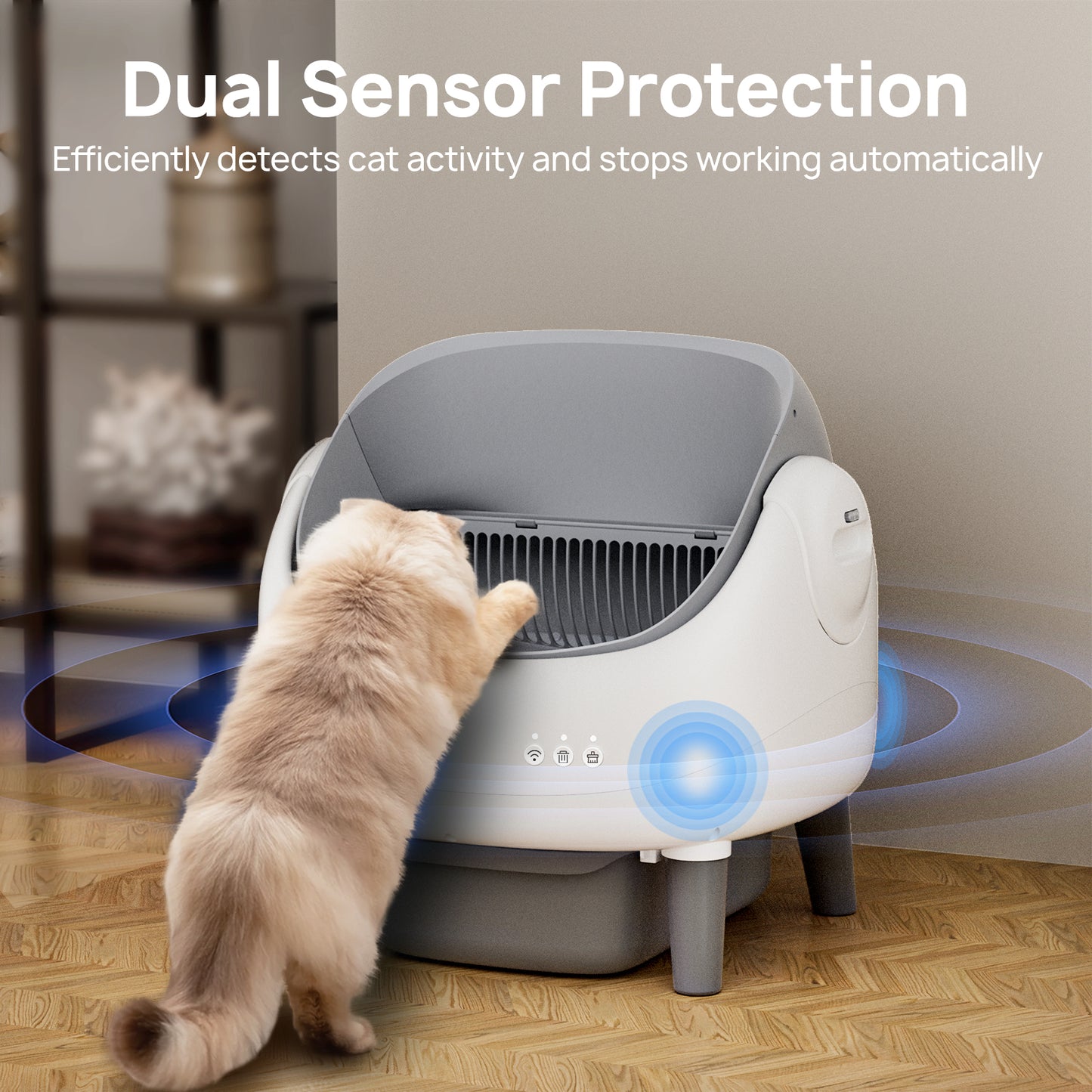 Open-Top Self Cleaning Litter Box, Automatic Cat Litter Box with APP Control, Dual Safety Sensors, Includes Trash Bags