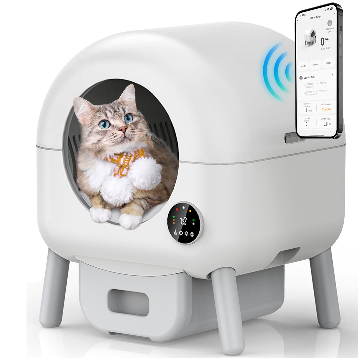 ZeaCotio Front-Open Self Cleaning Litter Box