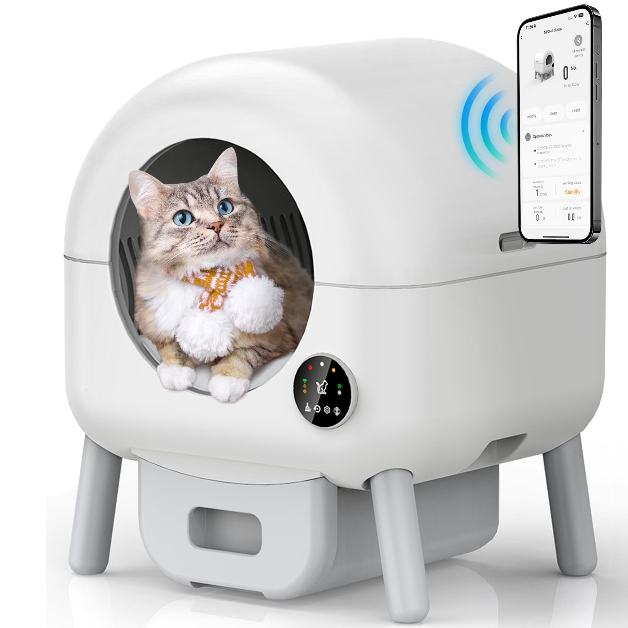 ZeaCotio Front-Open Self Cleaning Litter Box