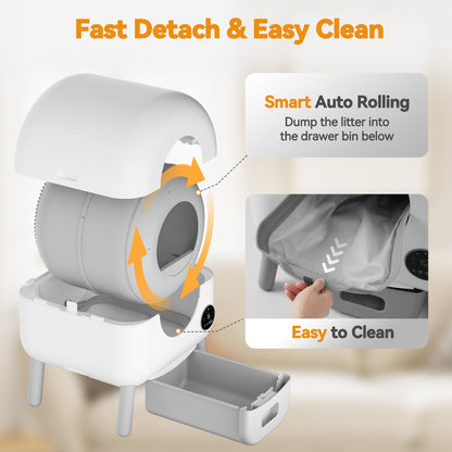 ZeaCotio Front-Open Self Cleaning Litter Box