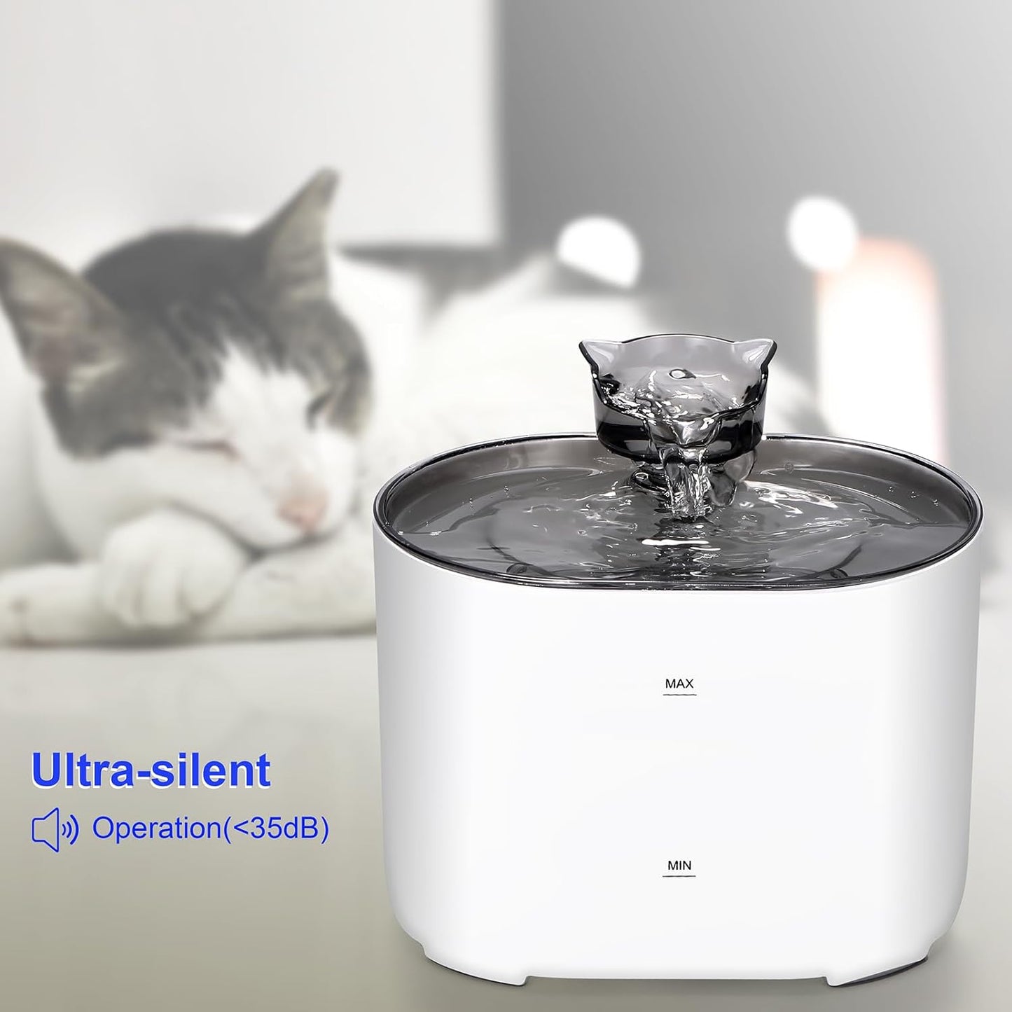 Cat Water Fountain, 74oz/2.2L Ultra Silent Automatic pet Water Fountain