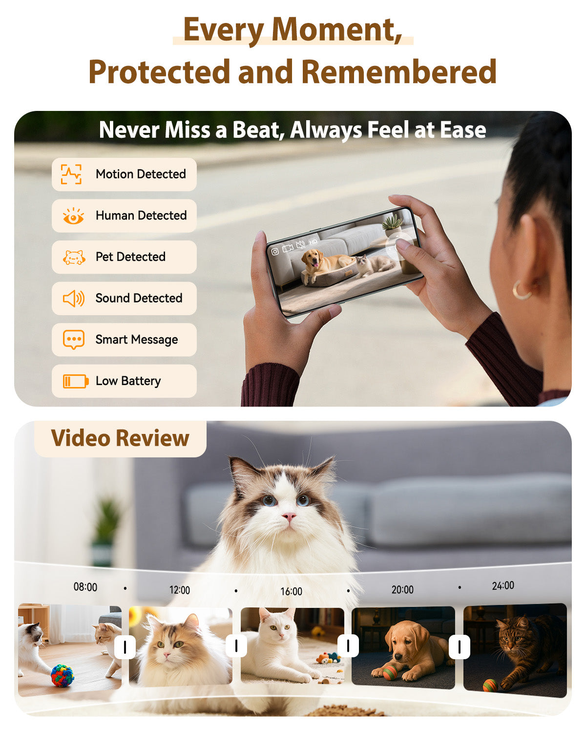 Magic S1 Indoor Security Robot Camera 1080P Movable Pet Camera with App Control, 2-Way Audio, Motion Detection, Night Vision, Auto-Recharge, Smart Home Cam for Pet/Elderly/Baby (White)