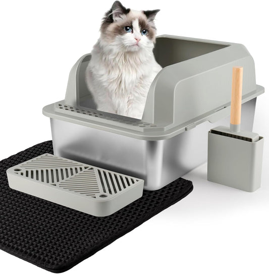 ZeaCotio Stainless Steel Cat Litter Box