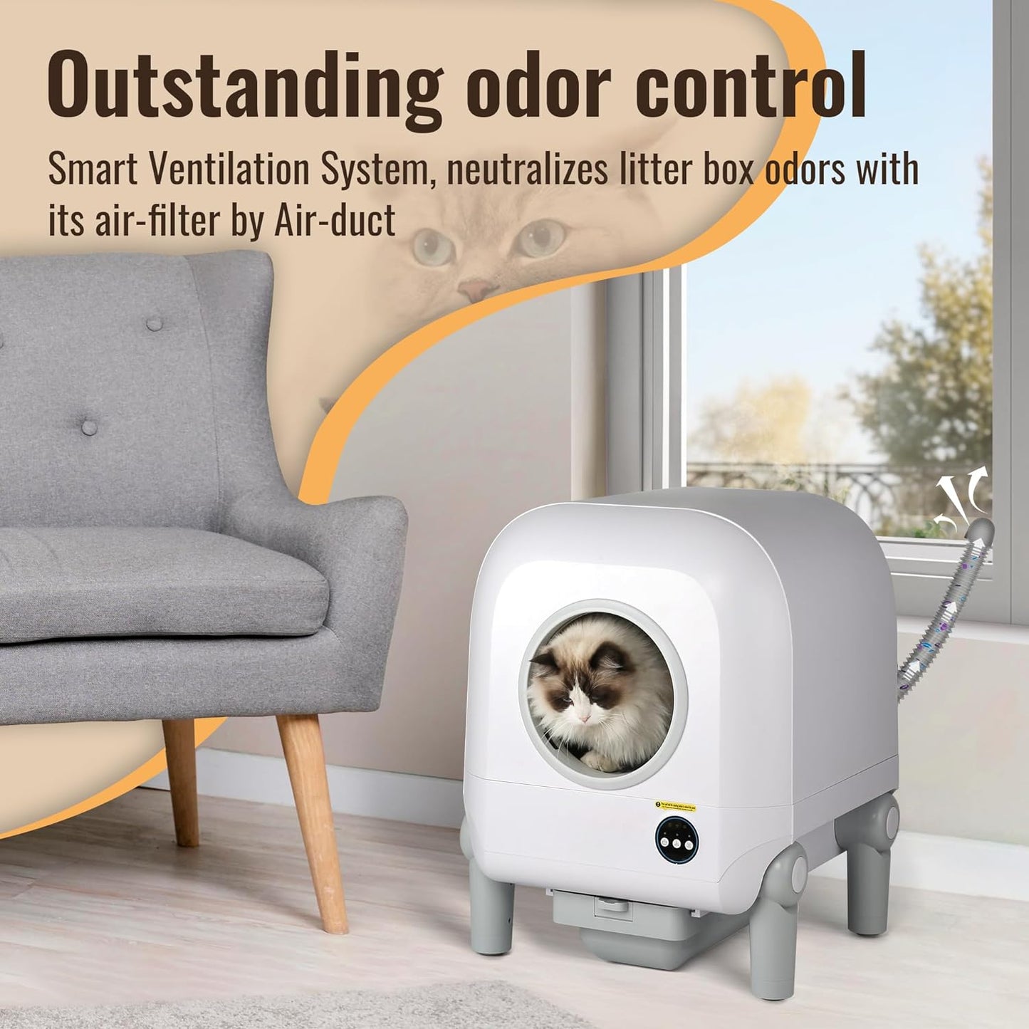 Automatic Self Cleaning Cat Litter Box, App Control Smart Litter Box with 100L X-Large Space